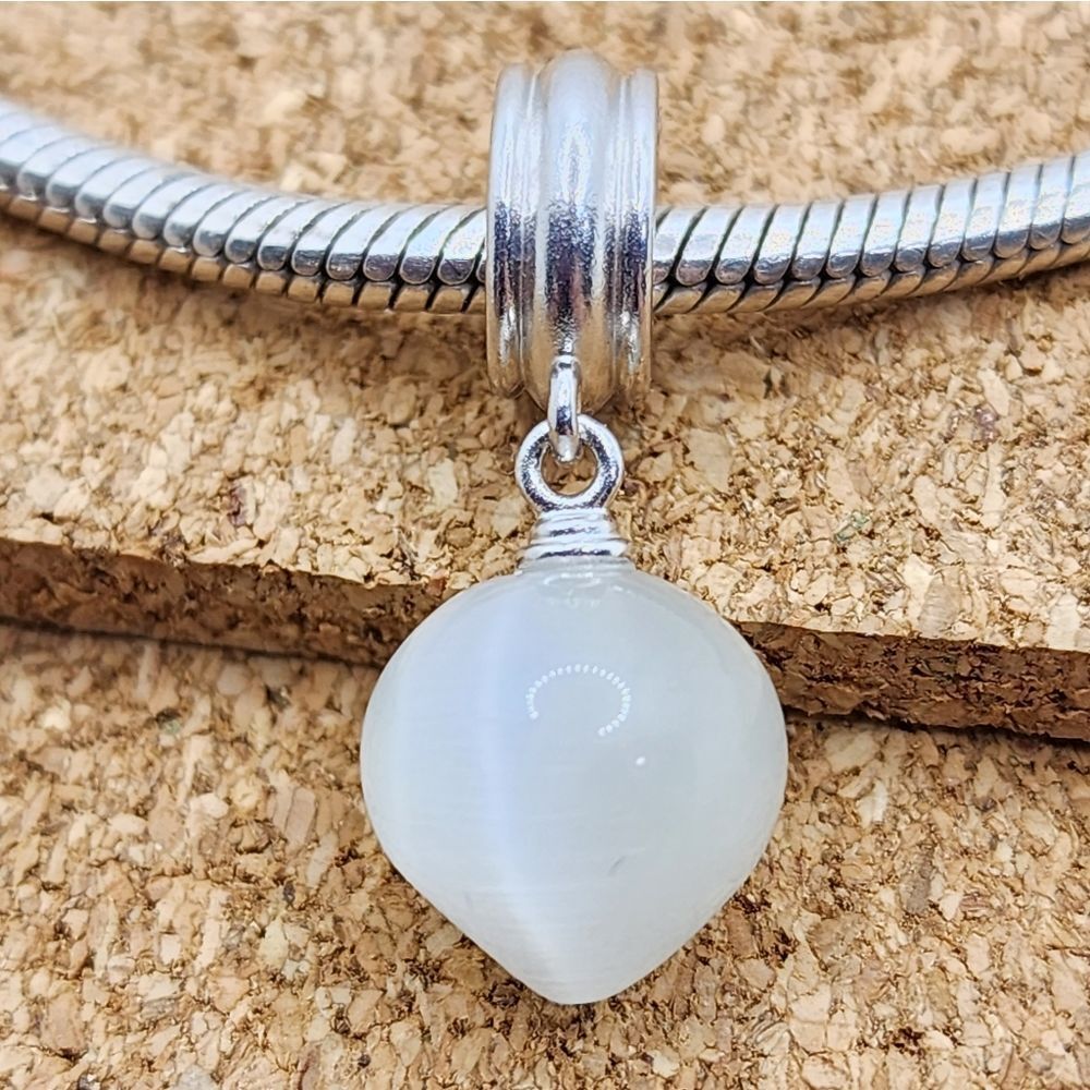 AUTHENTIC 925 STERLING SILVER WHITE CRYSTAL CHARM FOR PANDORA AND BRIGHTON